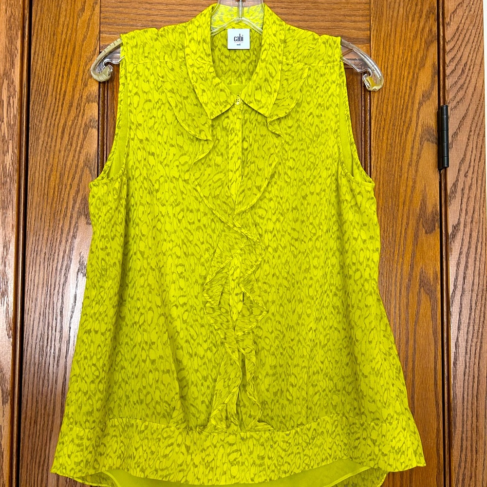 CAbi Chartreuse Reign top. Style # 3071. Size Medium